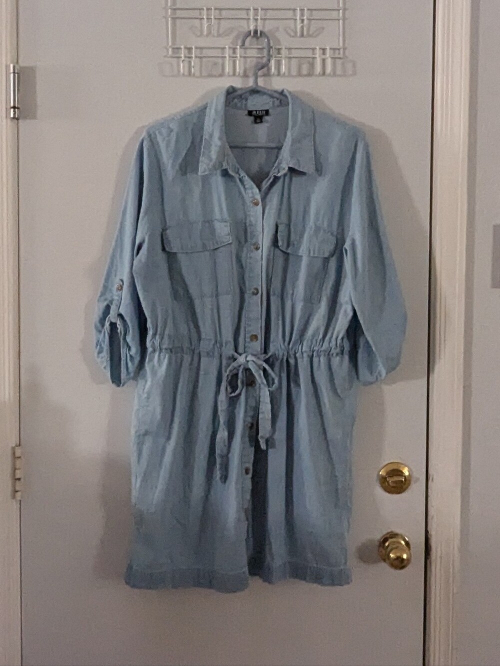a.n.a Light Blue Denim Shirt Dress with Drawstring XL